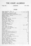 Colby Alumnus Table of Contents: Volume 1, Number 1 (1911-1912)