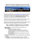 Add Your Thesis to Digital Commons @ Colby by Colby College Libraries and Martin F. Kelly III